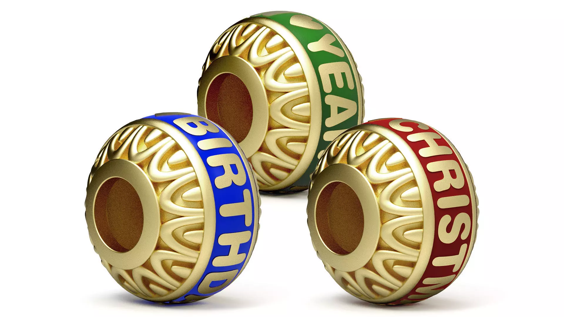 Beads For Charm Bracelets With Words - 4 Hole Sizes 3D Model Collection_0