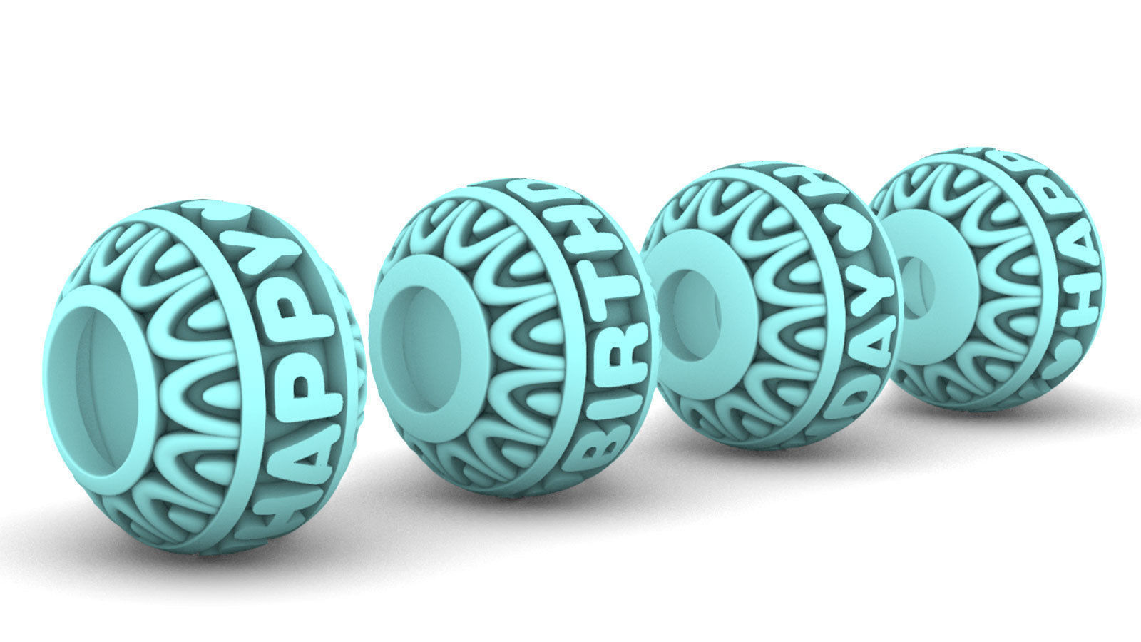 Beads For Charm Bracelets With Words - 4 Hole Sizes 3D Model Collection_14