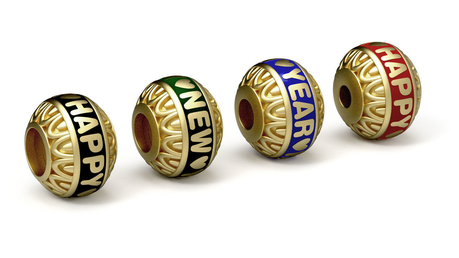 Beads For Charm Bracelets With Words - 4 Hole Sizes 3D Model Collection_17