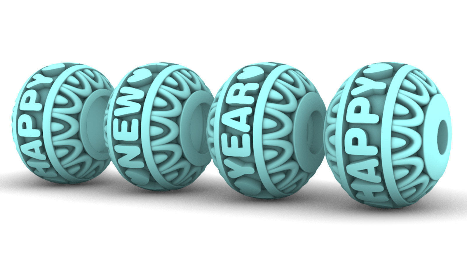 Beads For Charm Bracelets With Words - 4 Hole Sizes 3D Model Collection_19
