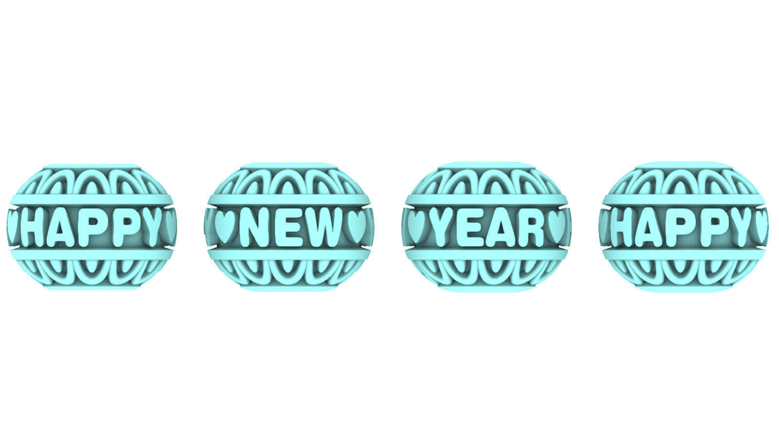 Beads For Charm Bracelets With Words - 4 Hole Sizes 3D Model Collection_21