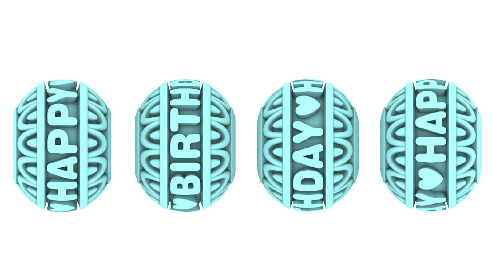 Beads For Charm Bracelets With Words - 4 Hole Sizes 3D Model Collection_15
