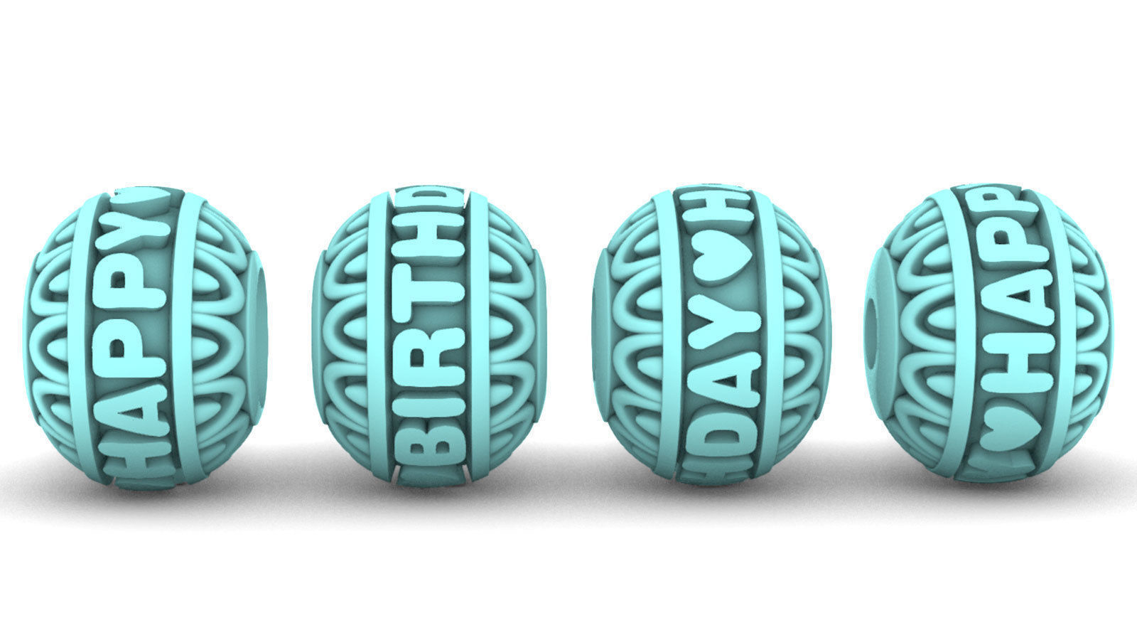 Beads For Charm Bracelets With Words - 4 Hole Sizes 3D Model Collection_13