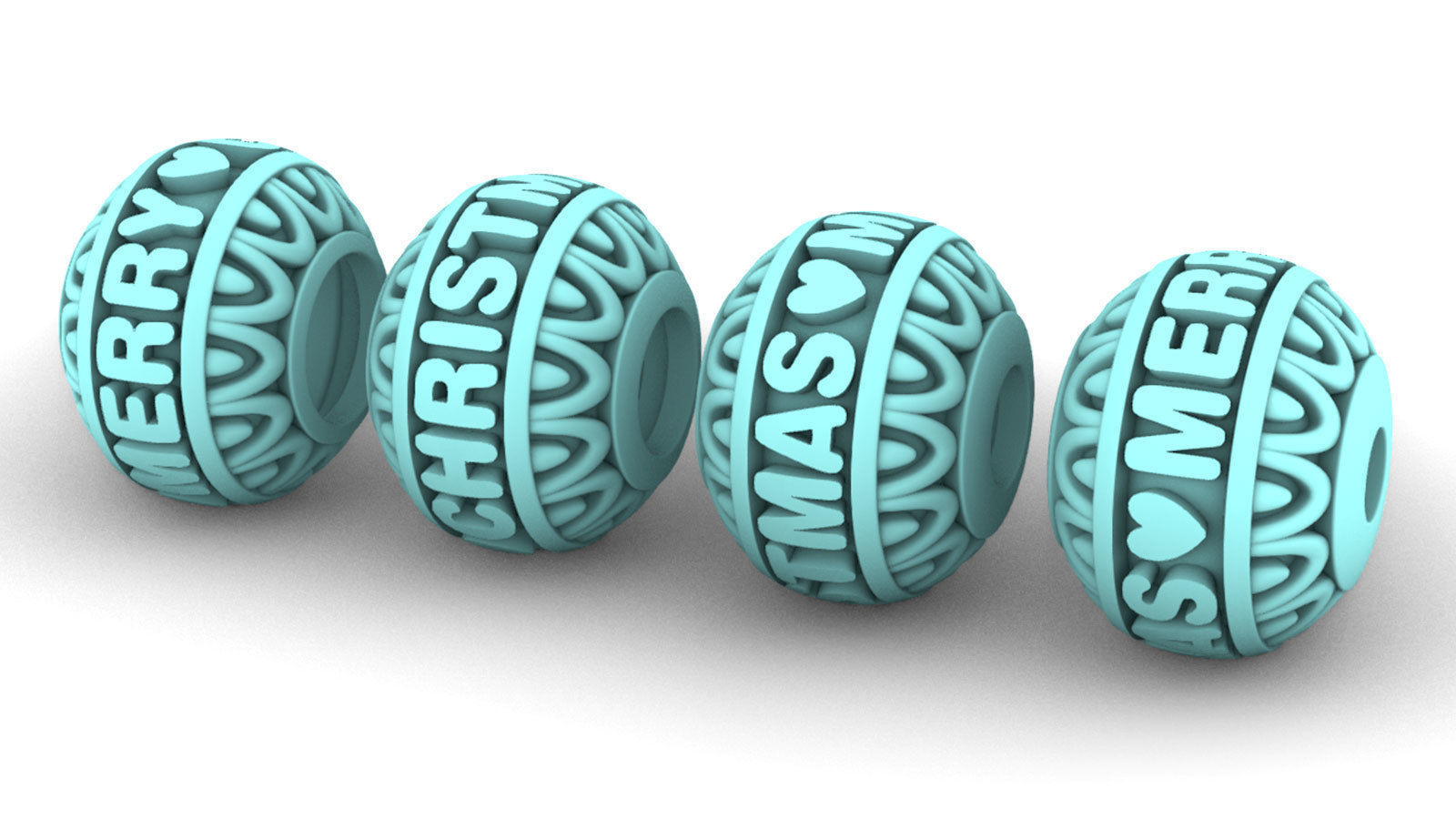 Beads For Charm Bracelets With Words - 4 Hole Sizes 3D Model Collection_7