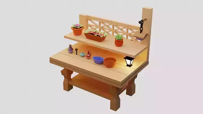 garden table Low-poly 3D model