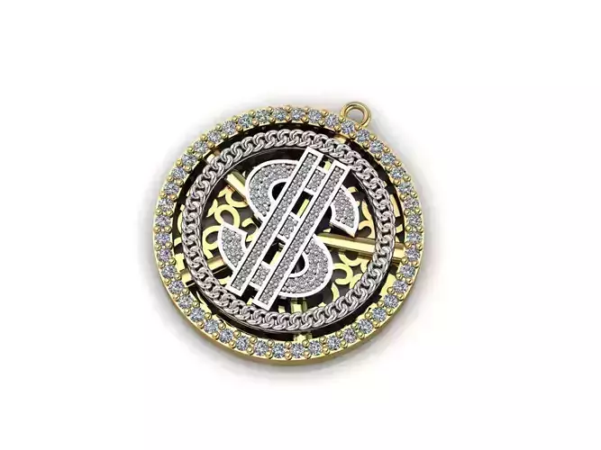 Dollar Pendant Mechanism Diamond Stone Pendant 3DM STL files  3D print model