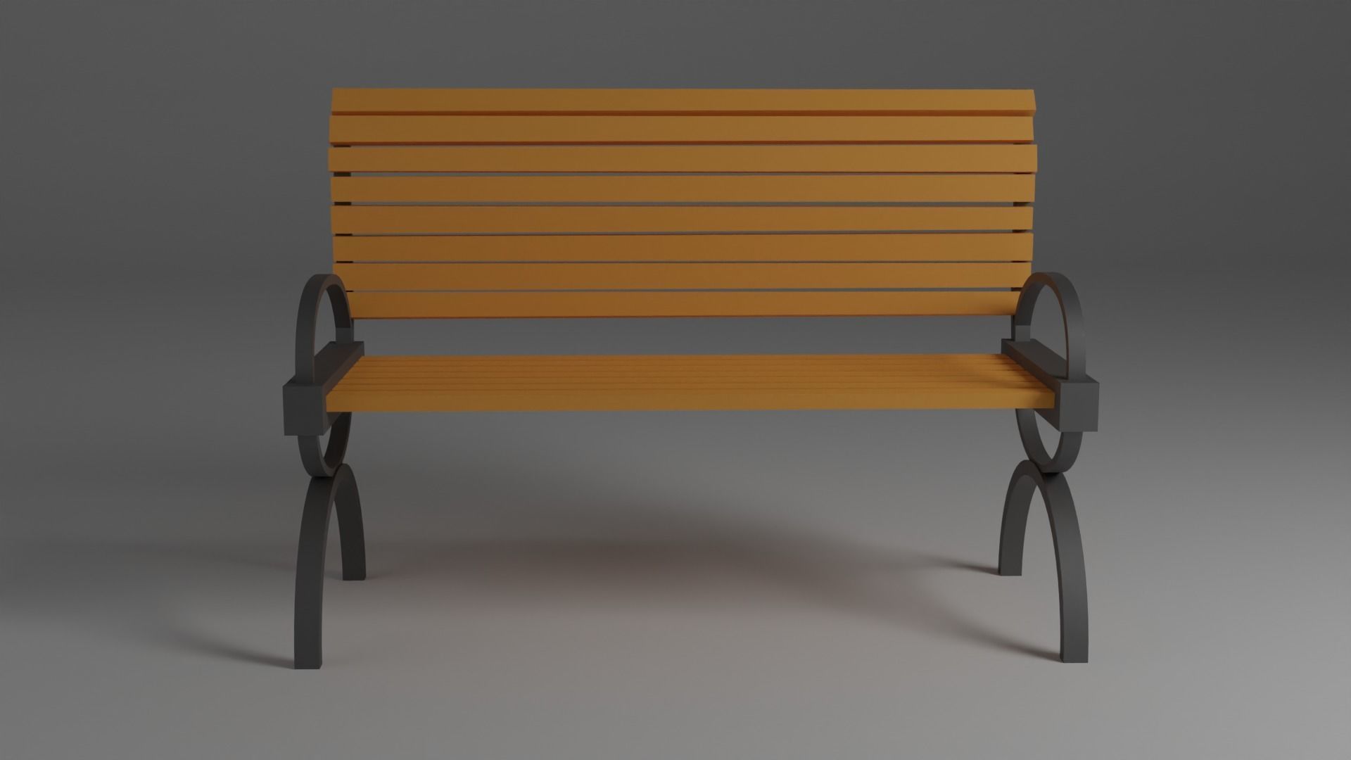 simple bench Low-poly 3D model_1
