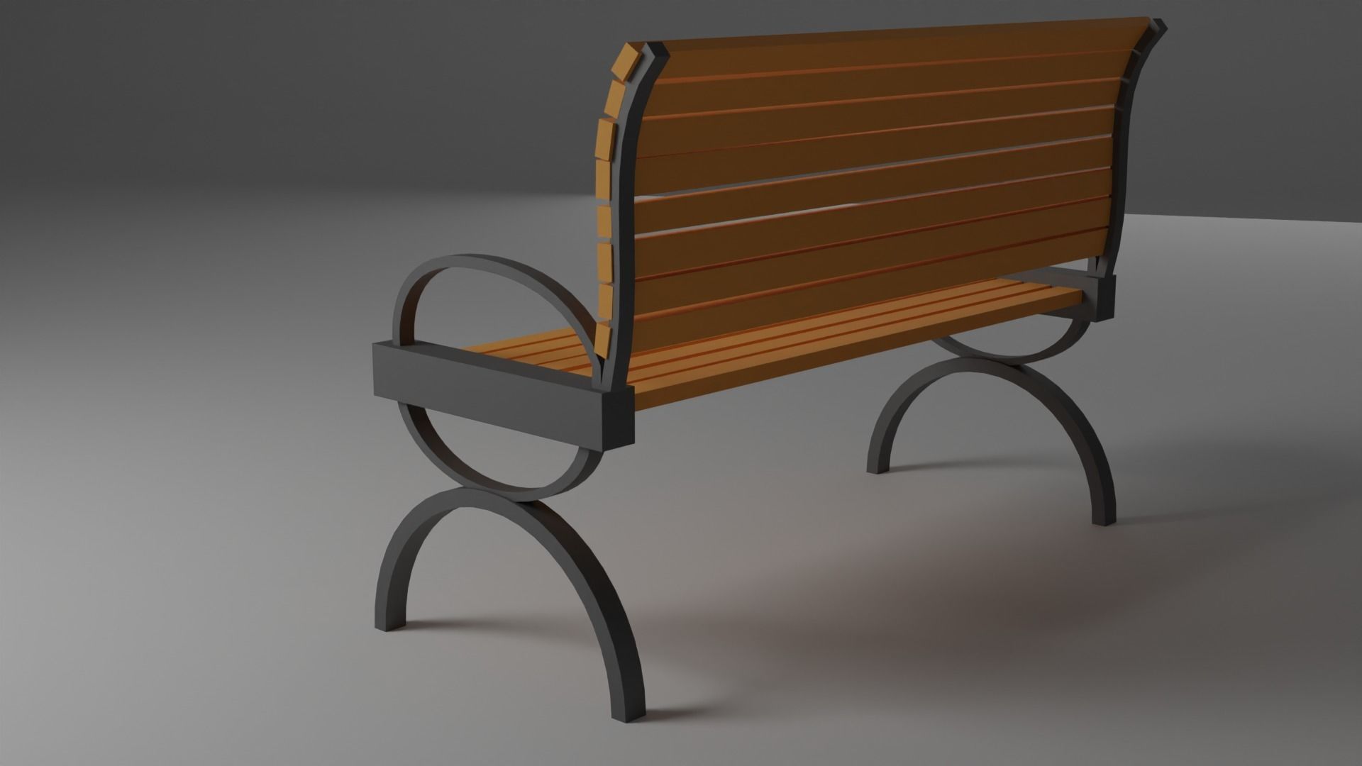 simple bench Low-poly 3D model_5