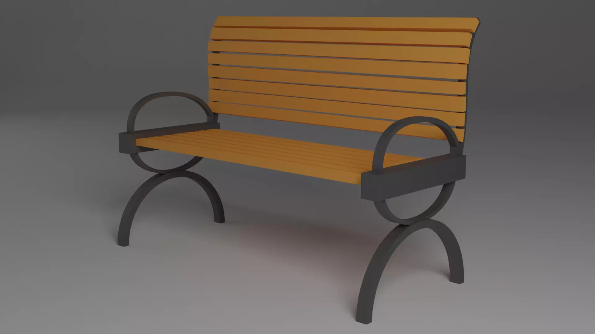 simple bench Low-poly 3D model_0