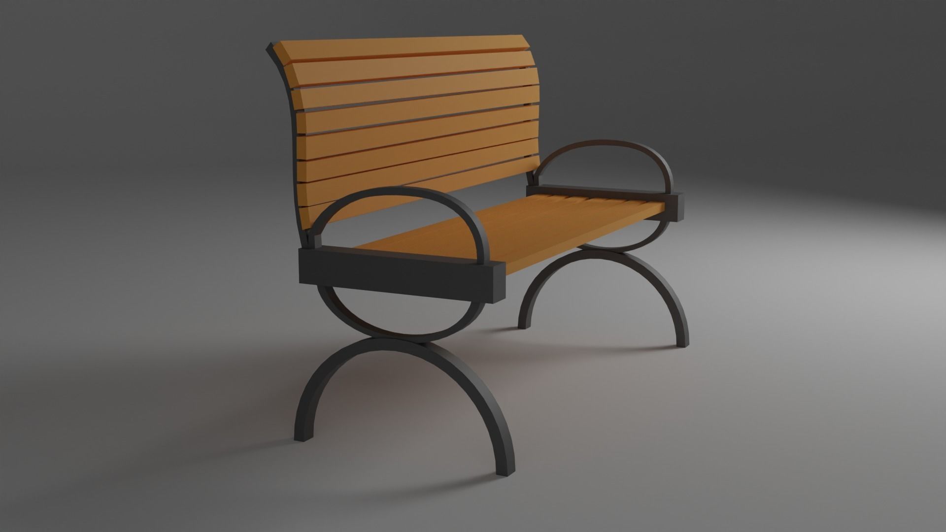 simple bench Low-poly 3D model_2