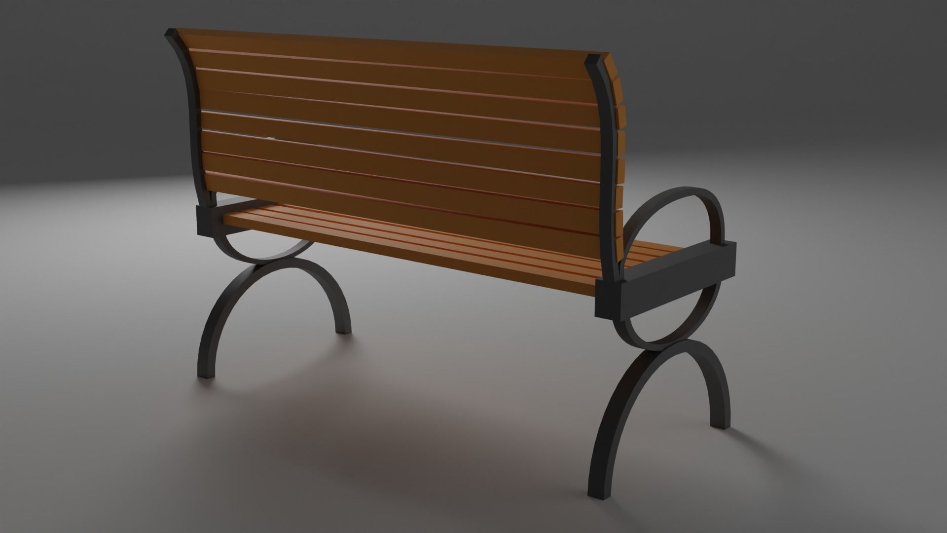 simple bench Low-poly 3D model_6