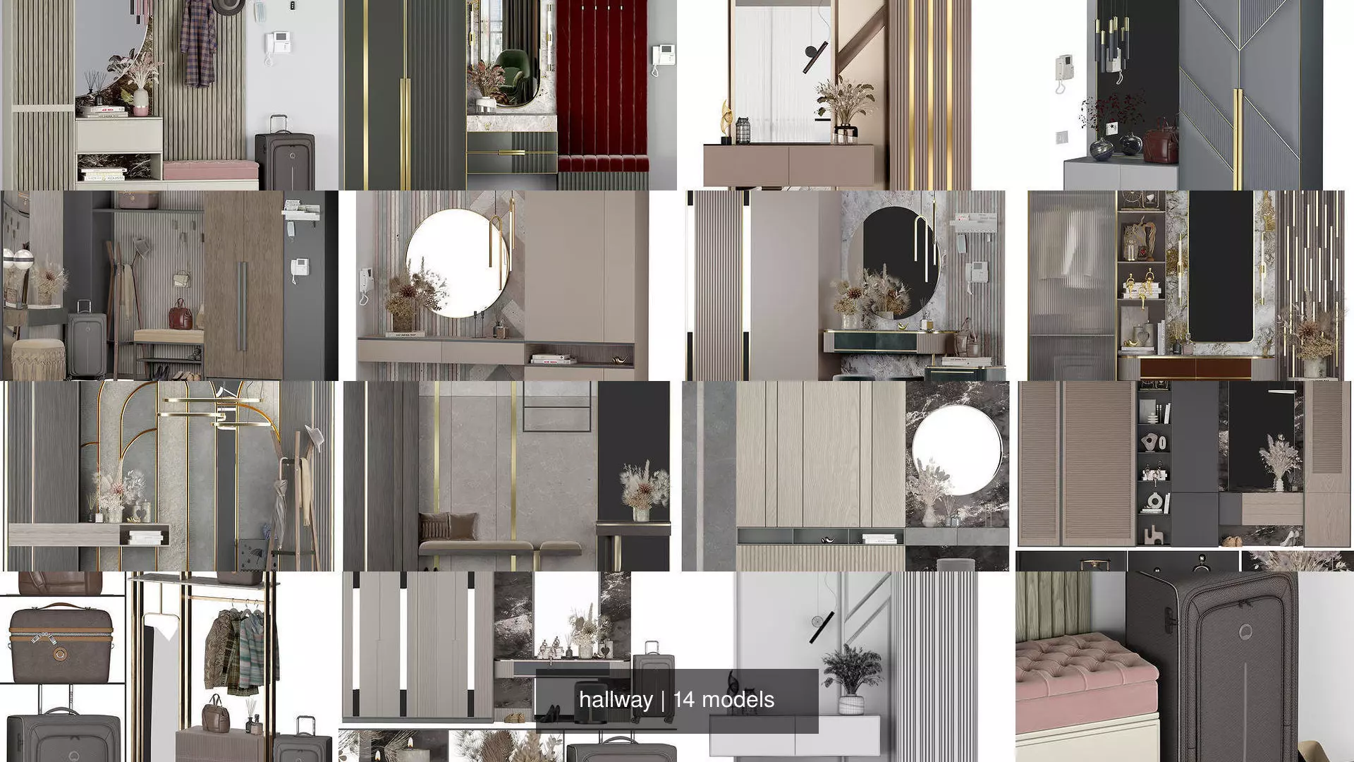 hallway bathroom with gold and marble accents 3D Model Collection_0