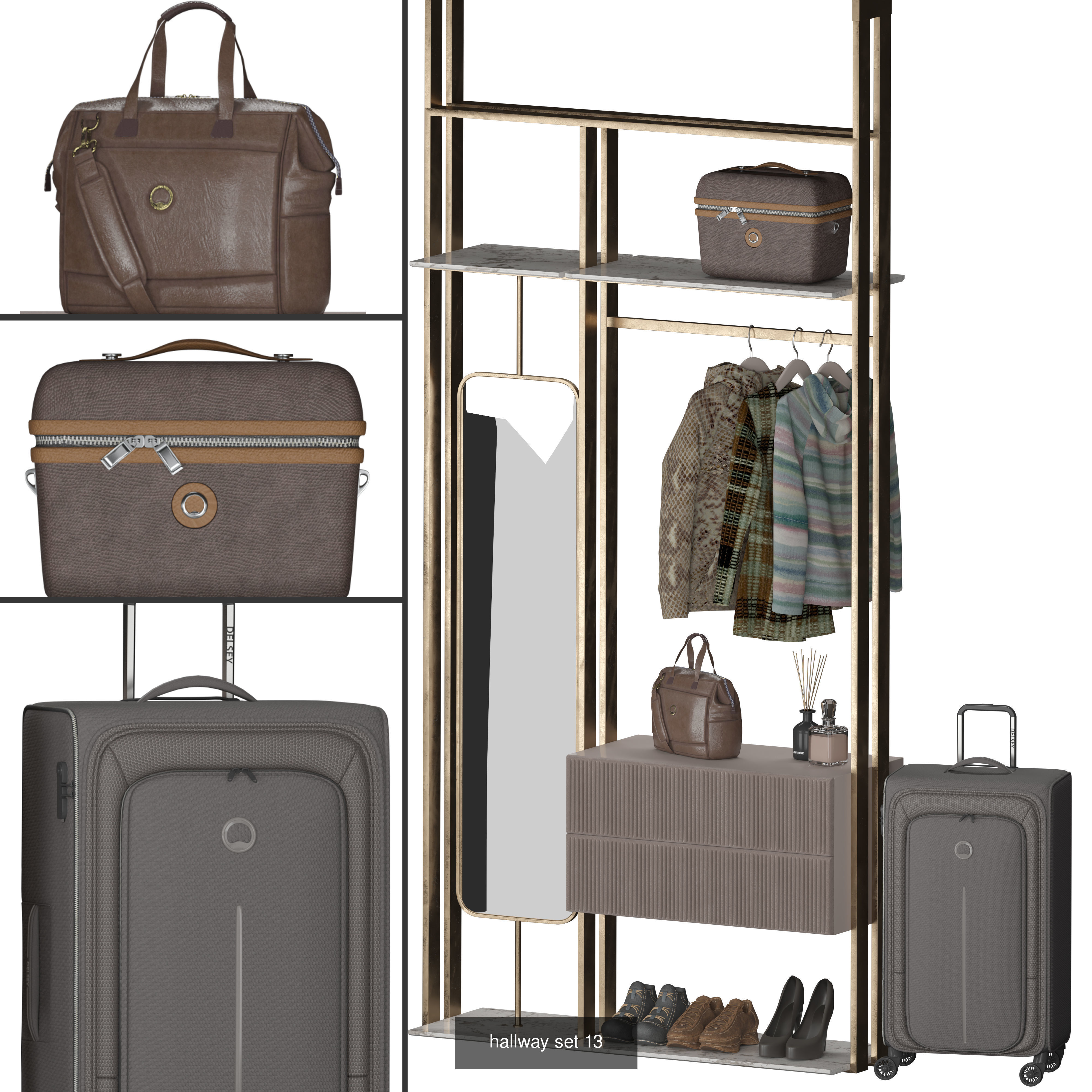 hallway bathroom with gold and marble accents 3D Model Collection_13