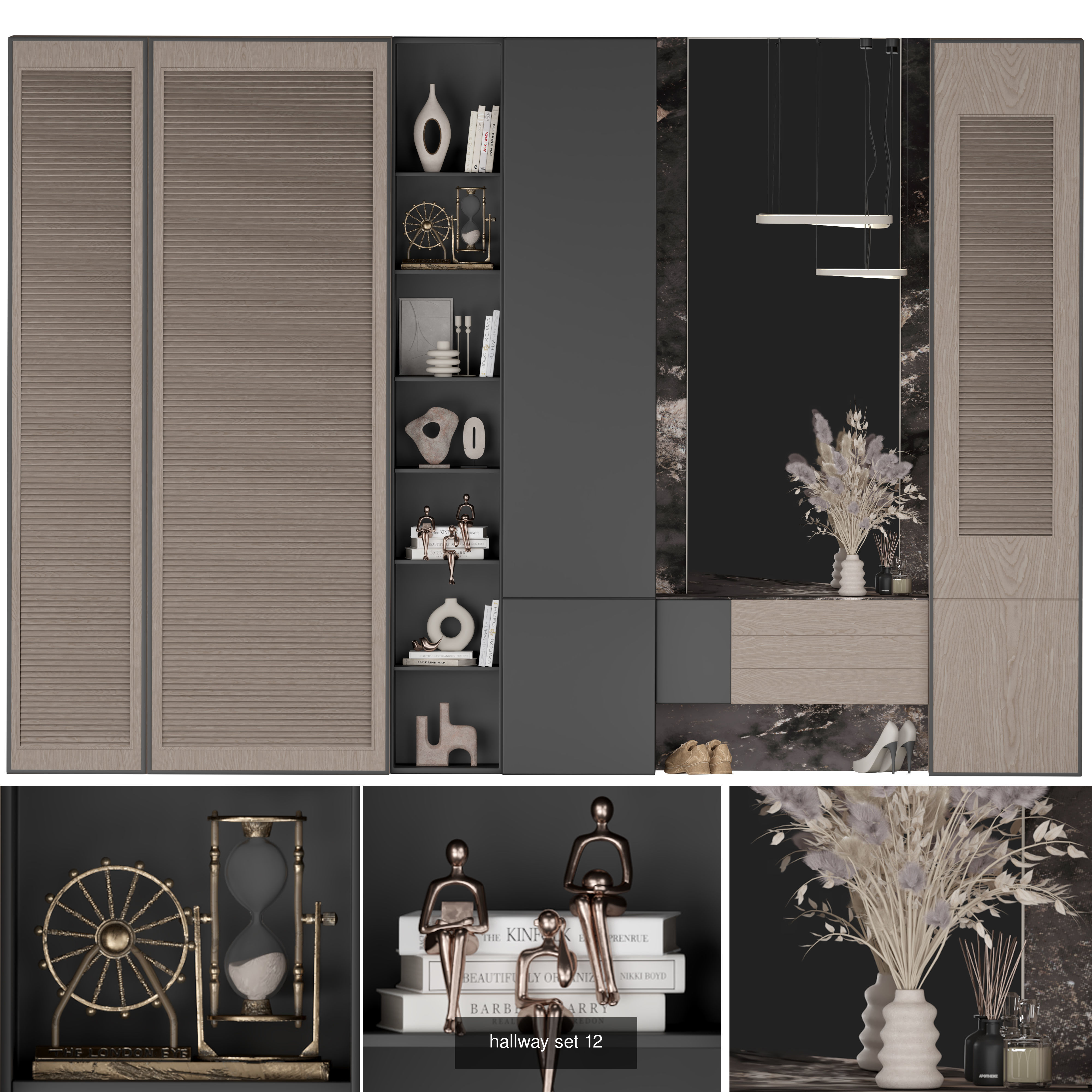 hallway bathroom with gold and marble accents 3D Model Collection_12