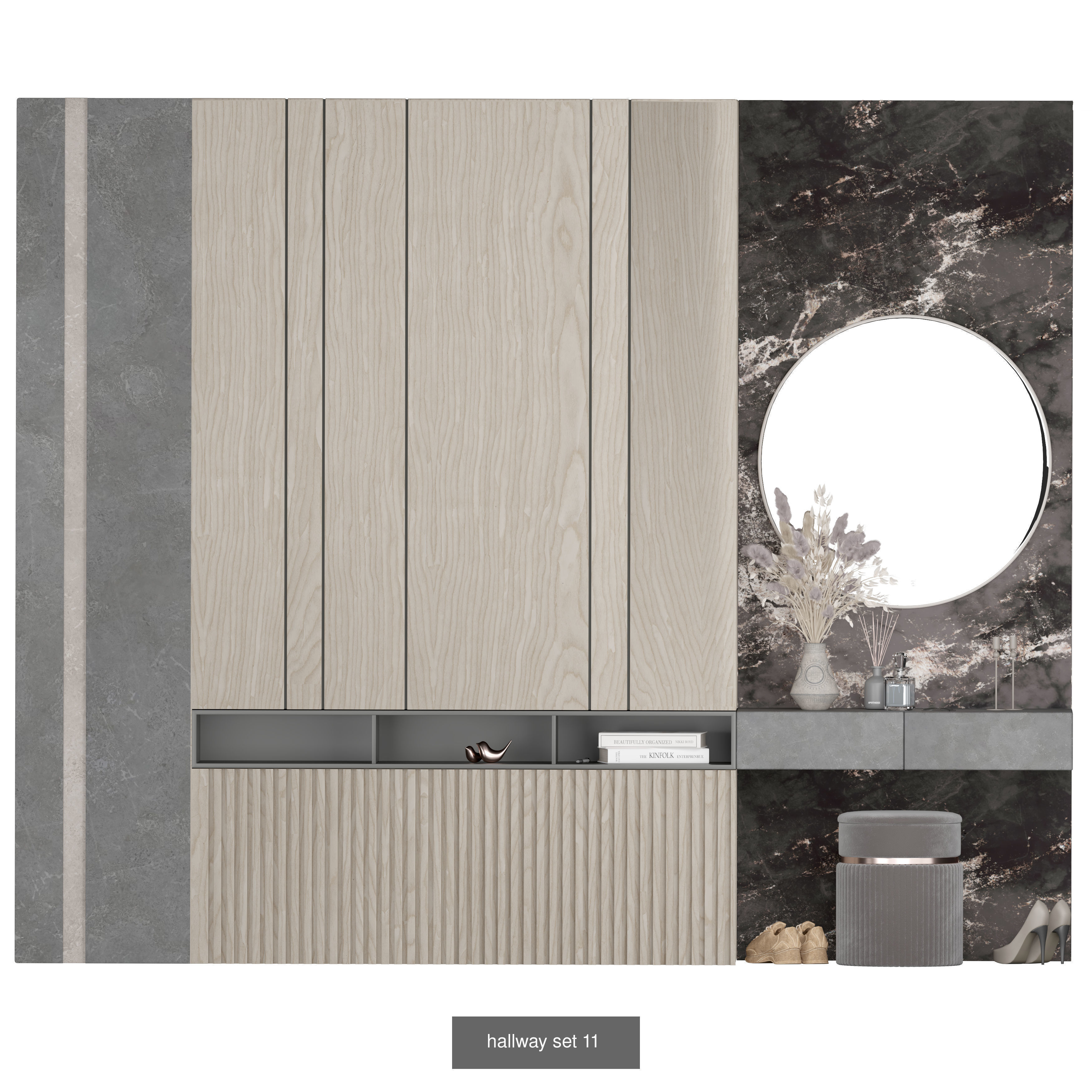 hallway bathroom with gold and marble accents 3D Model Collection_11