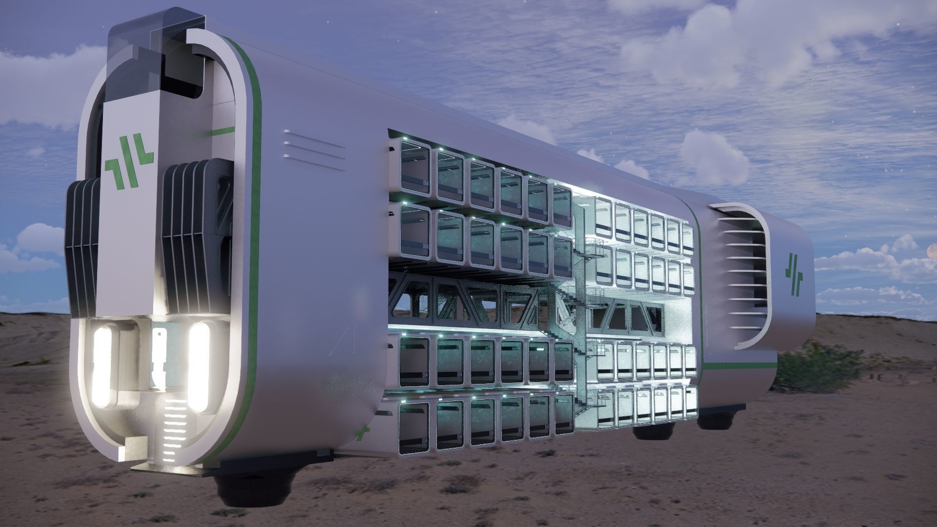 Sci-fi Airship Barge 004 3D model_7