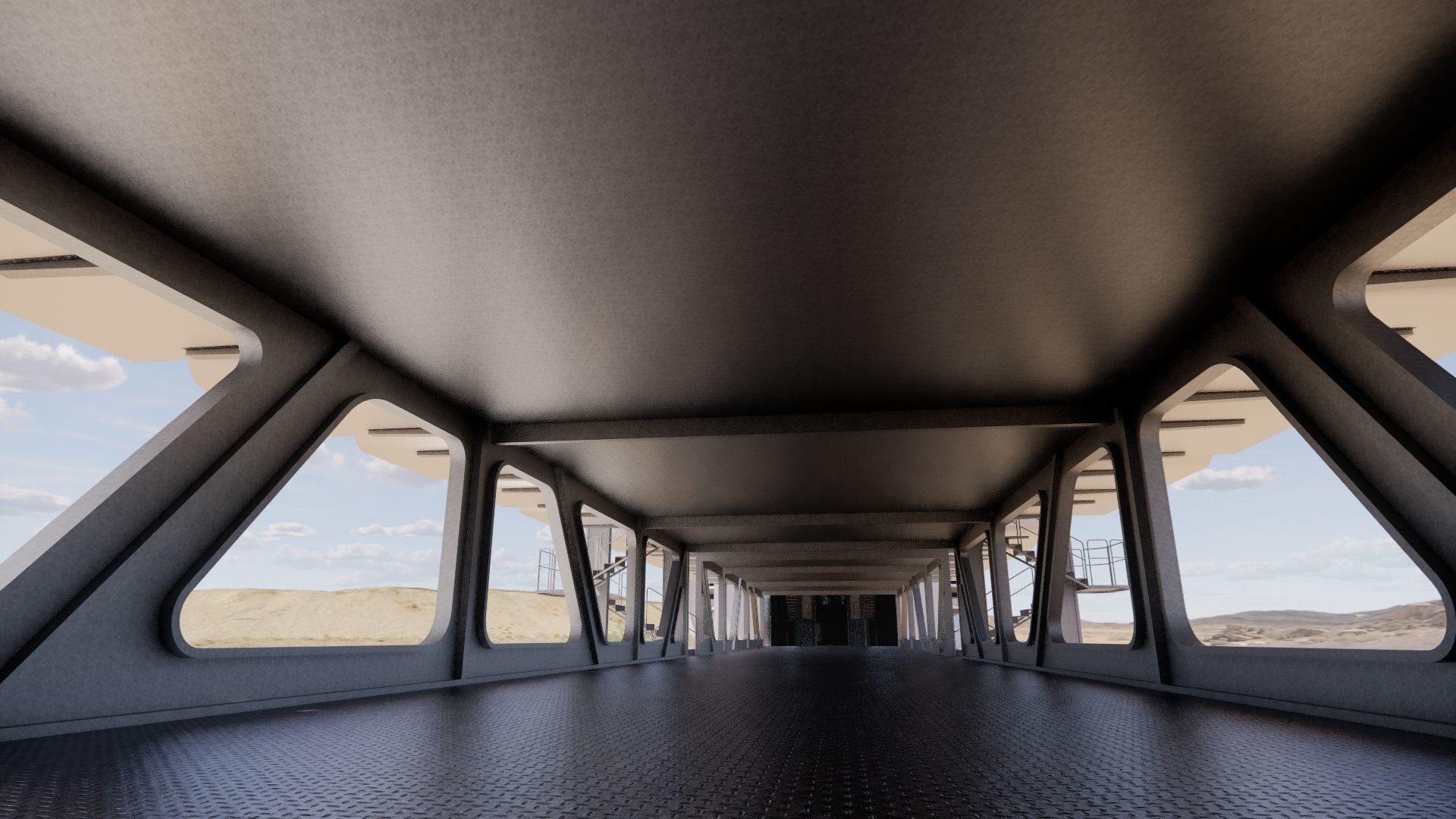 Sci-fi Airship Barge 004 3D model_9