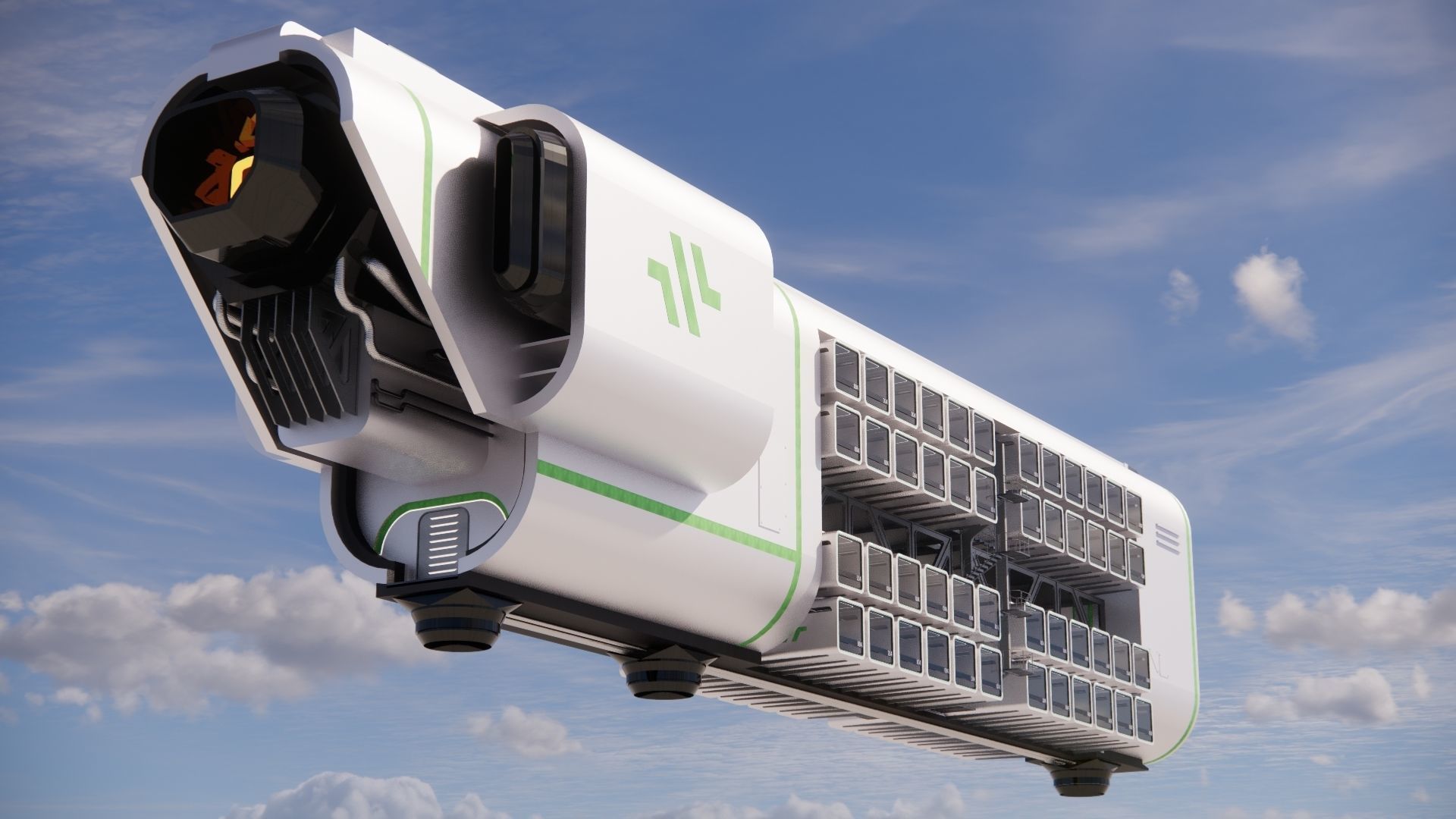 Sci-fi Airship Barge 004 3D model_2