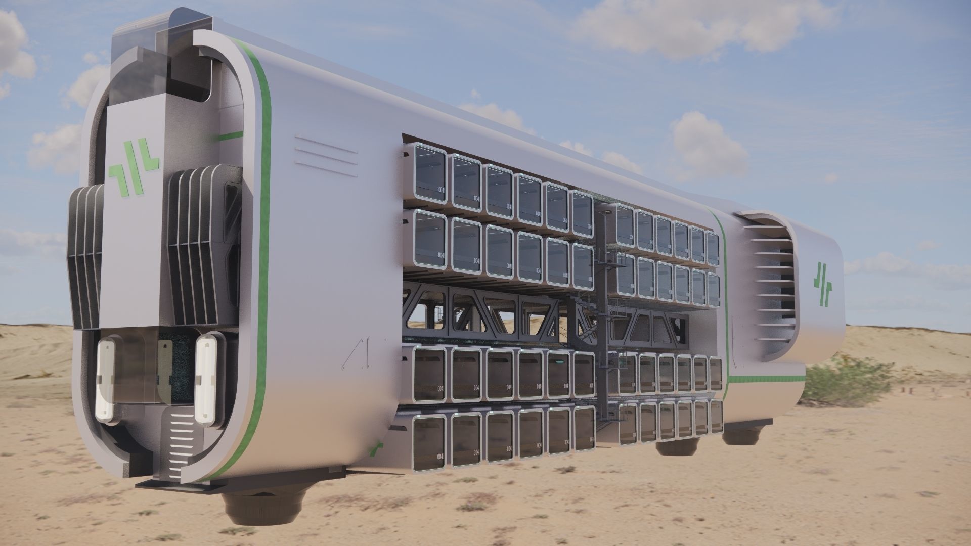 Sci-fi Airship Barge 004 3D model_8