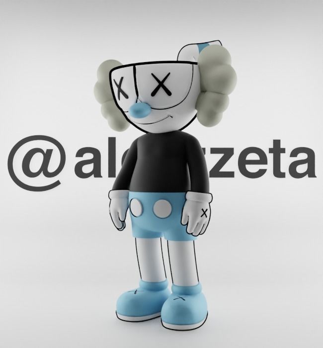 Kaws MugMan Textured Low-poly 3D model_4