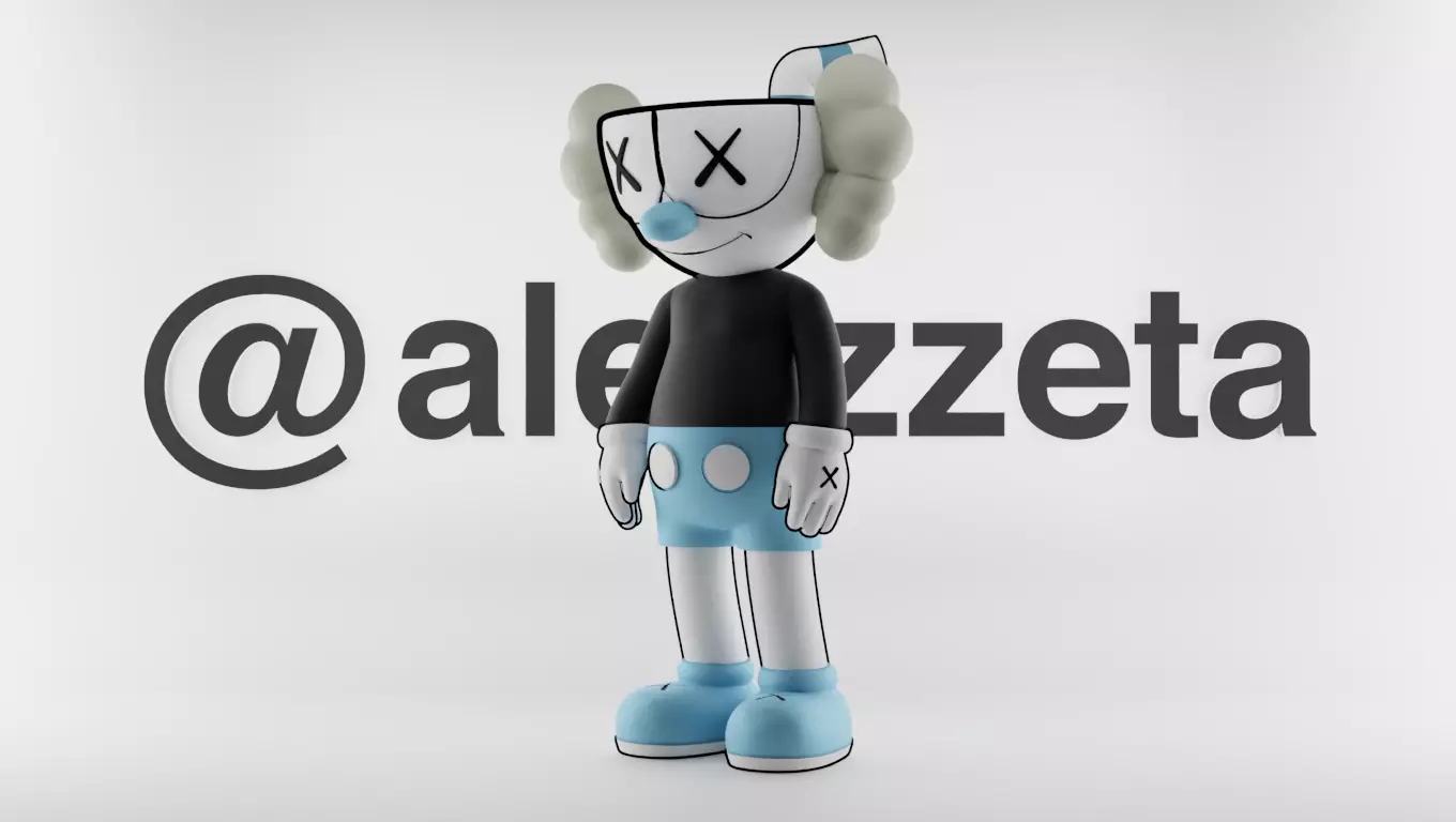 Kaws MugMan Textured Low-poly 3D model_0