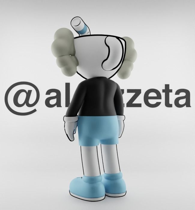 Kaws MugMan Textured Low-poly 3D model_16