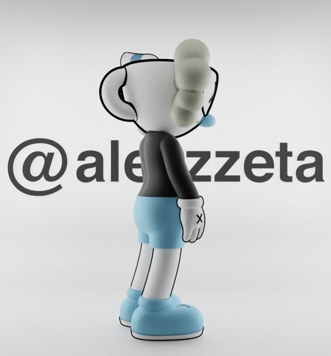 Kaws MugMan Textured Low-poly 3D model_26
