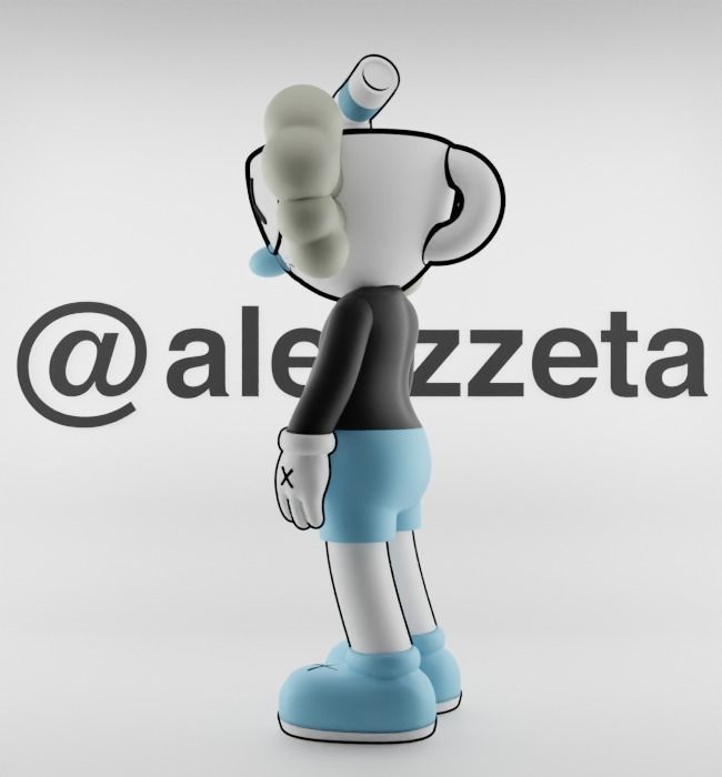 Kaws MugMan Textured Low-poly 3D model_12