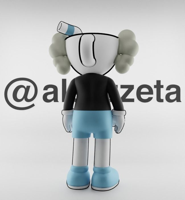 Kaws MugMan Textured Low-poly 3D model_20