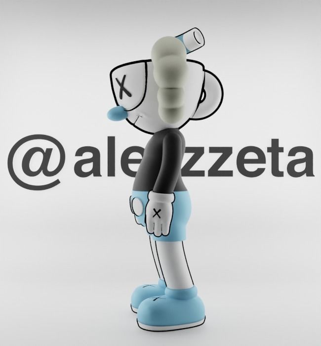 Kaws MugMan Textured Low-poly 3D model_9