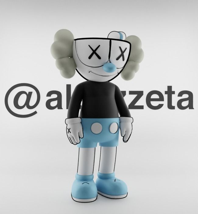 Kaws MugMan Textured Low-poly 3D model_35