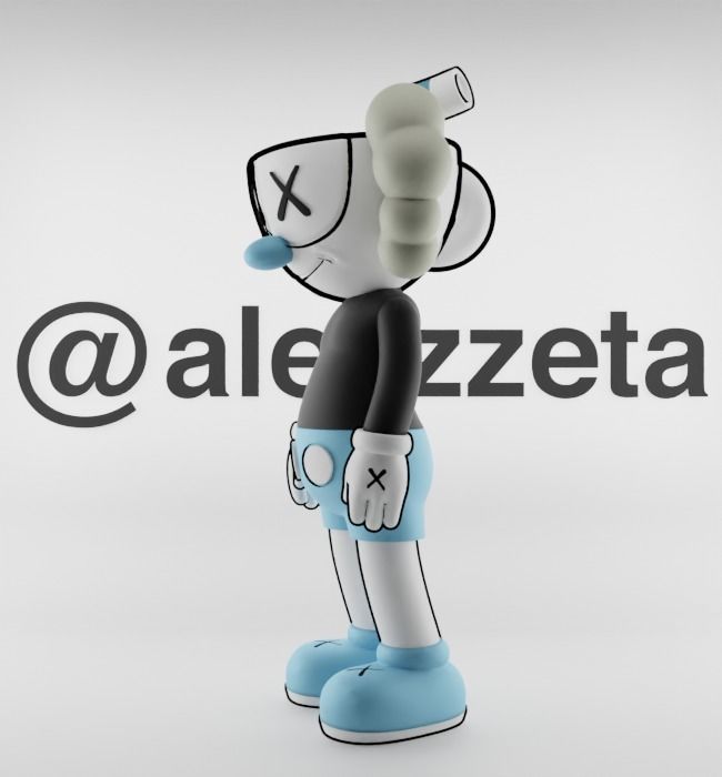 Kaws MugMan Textured Low-poly 3D model_8