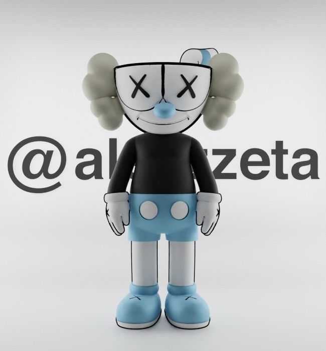 Kaws MugMan Textured Low-poly 3D model_1