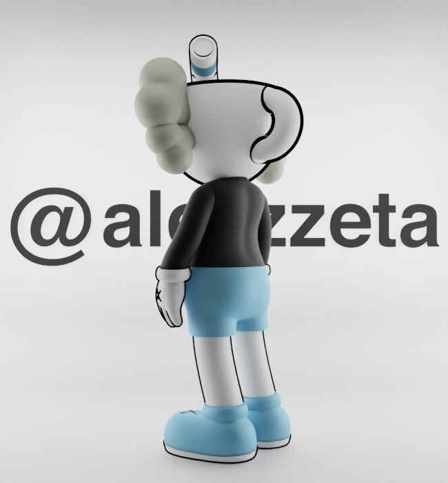 Kaws MugMan Textured Low-poly 3D model_14