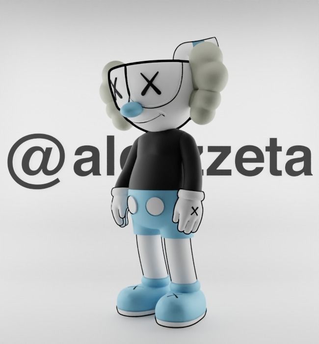 Kaws MugMan Textured Low-poly 3D model_5