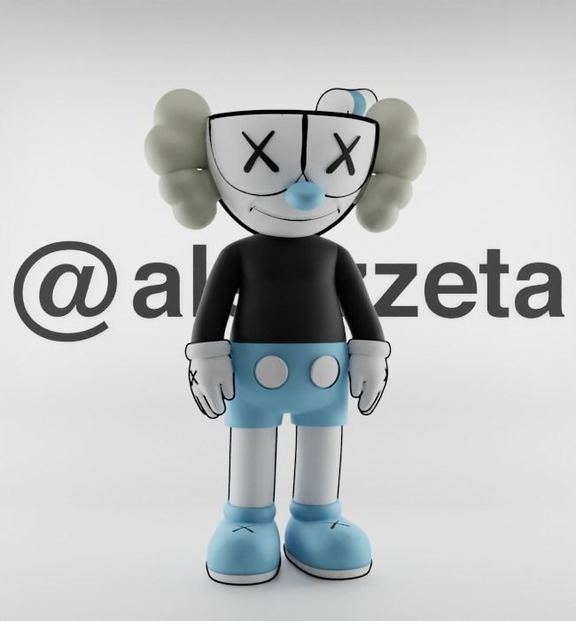 Kaws MugMan Textured Low-poly 3D model_36