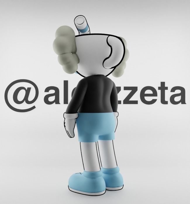 Kaws MugMan Textured Low-poly 3D model_15