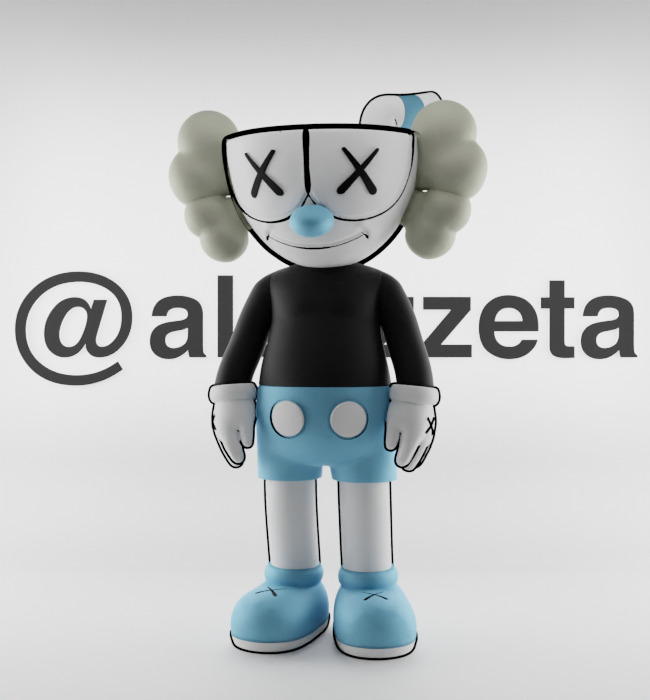 Kaws MugMan Textured Low-poly 3D model_2
