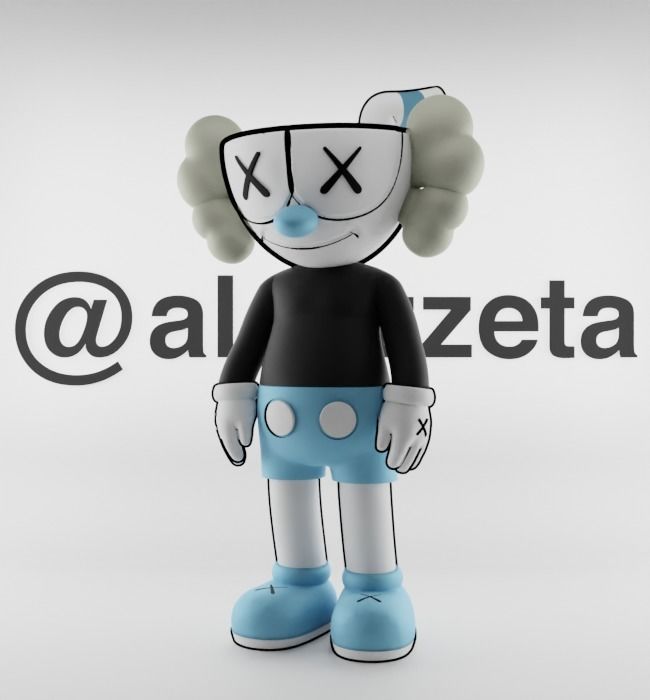 Kaws MugMan Textured Low-poly 3D model_3