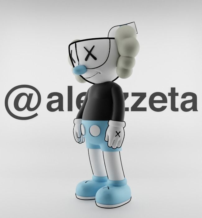 Kaws MugMan Textured Low-poly 3D model_6
