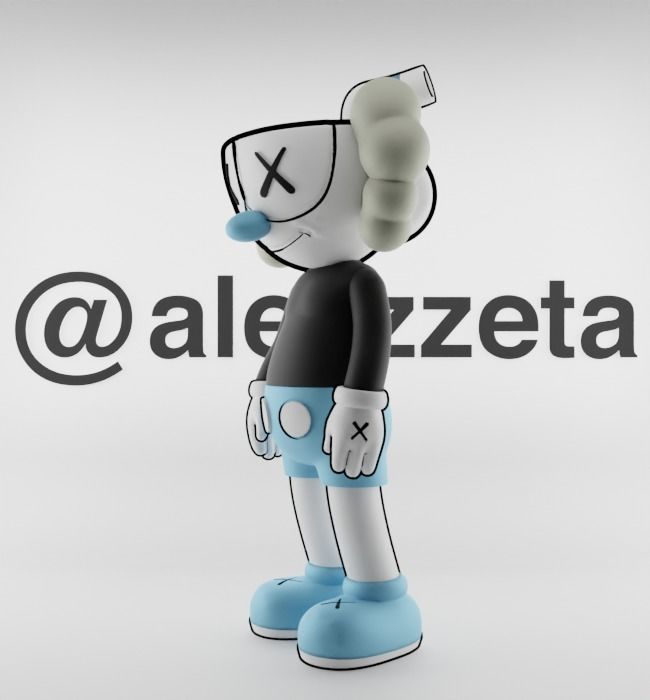 Kaws MugMan Textured Low-poly 3D model_7