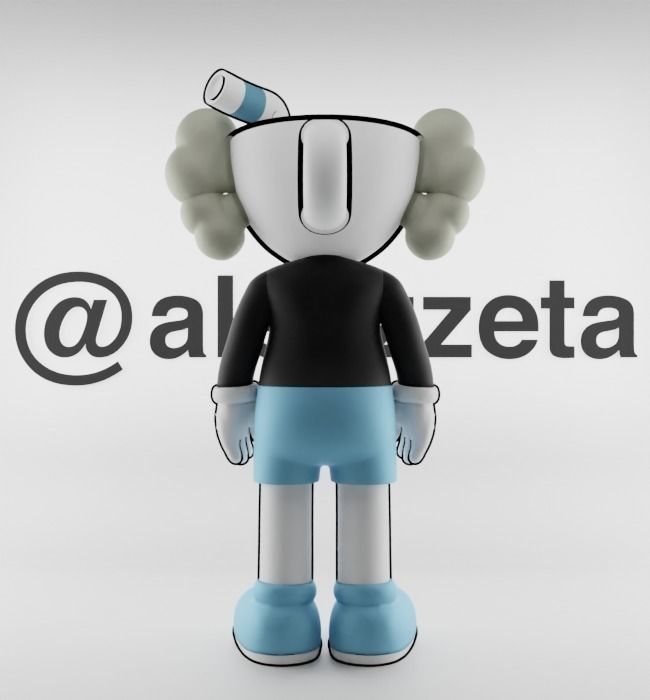 Kaws MugMan Textured Low-poly 3D model_19