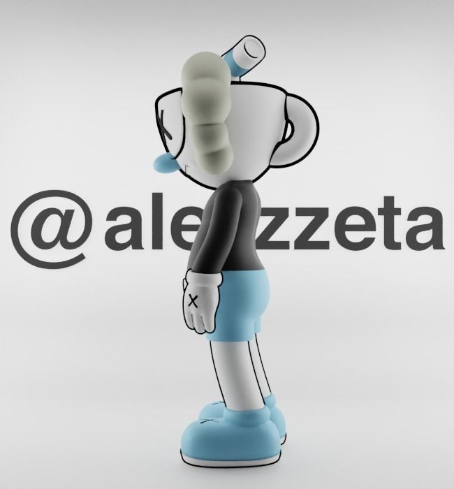 Kaws MugMan Textured Low-poly 3D model_11