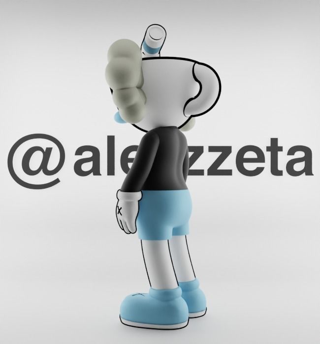 Kaws MugMan Textured Low-poly 3D model_13