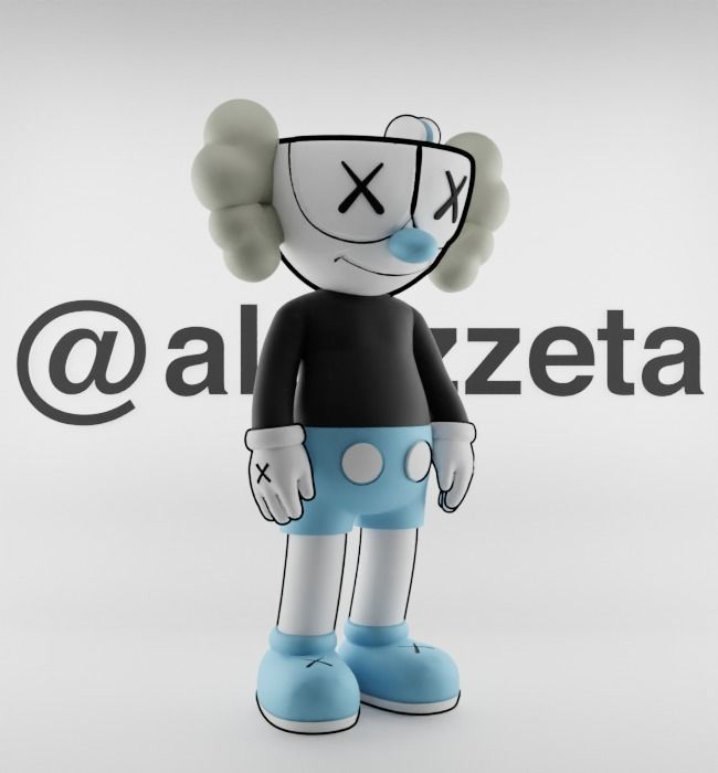 Kaws MugMan Textured Low-poly 3D model_34