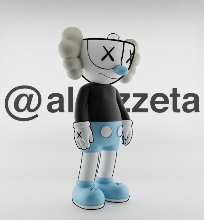 Kaws MugMan Textured Low-poly 3D model_33