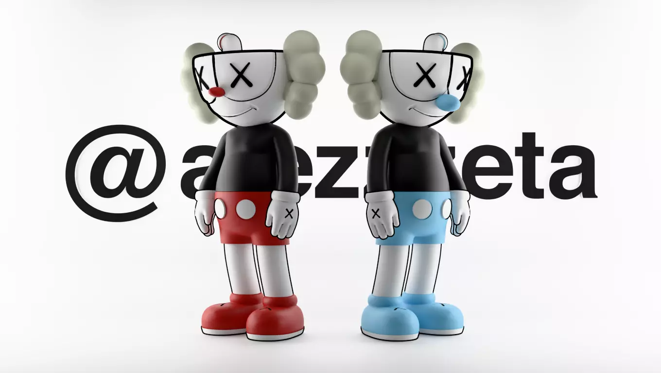 Kaws CupHead x MugMan Textured 3D model