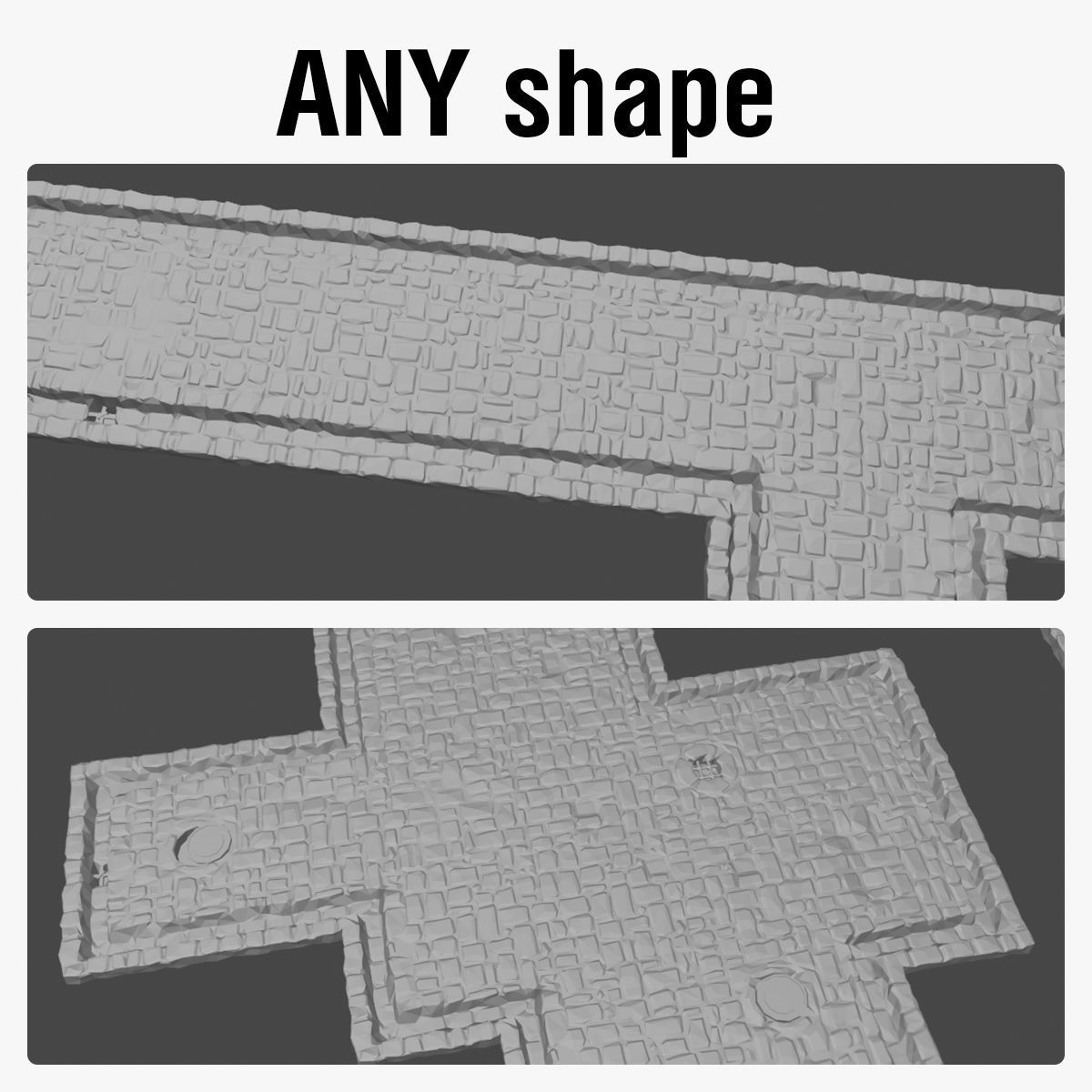 Paving stone Medieval road or square 3D print model_1