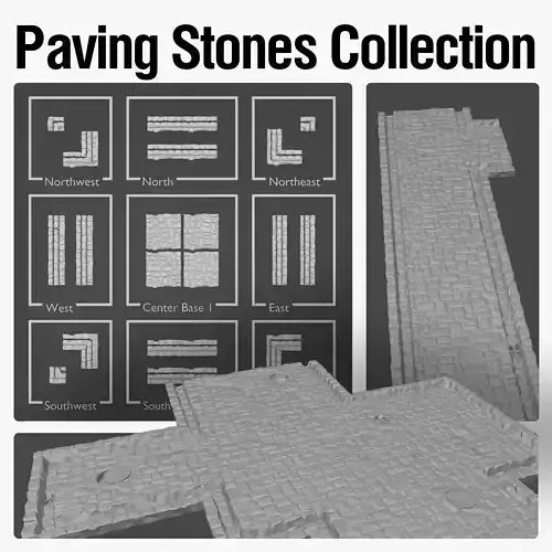 Paving stone Medieval road or square 3D print model