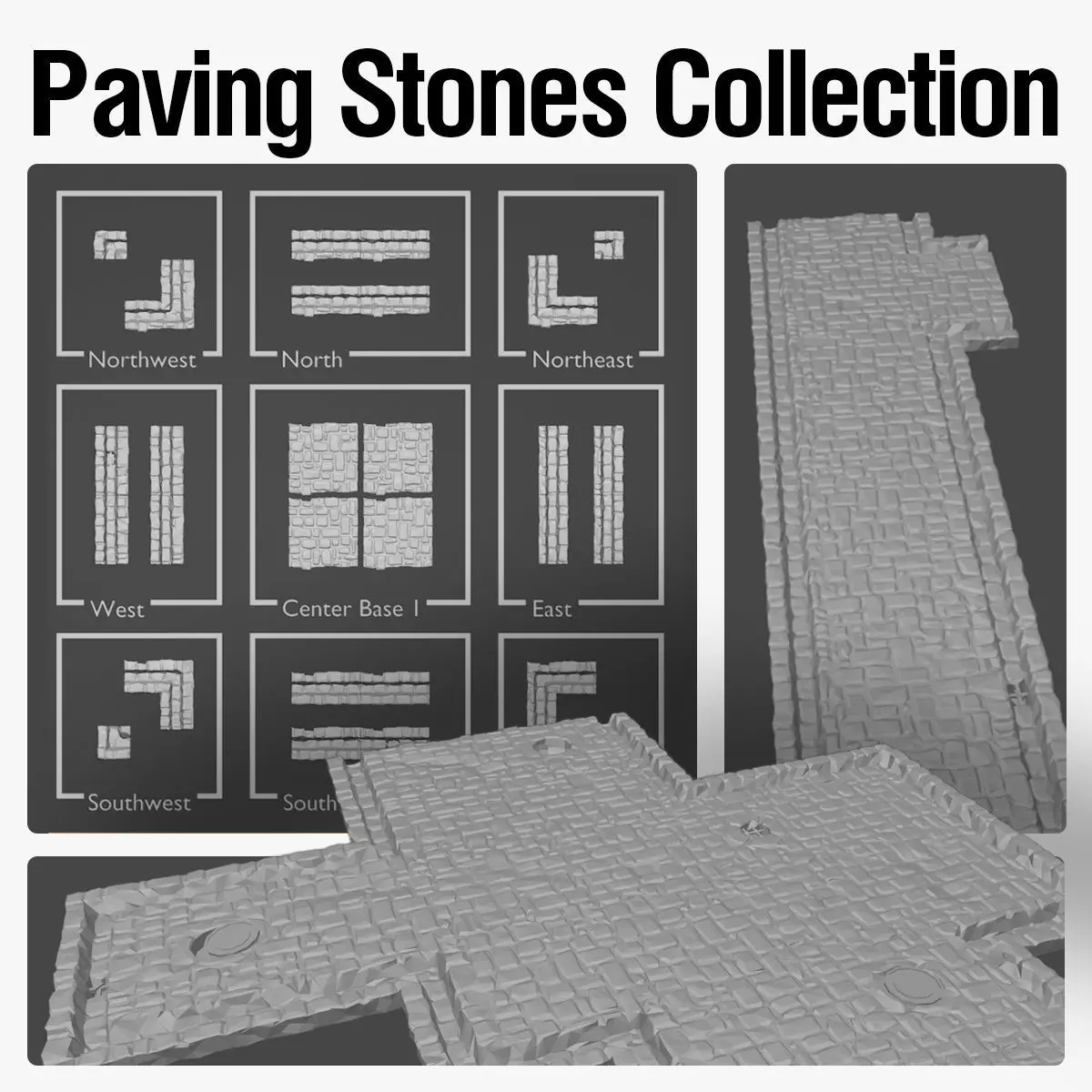 Paving stone Medieval road or square 3D print model_0